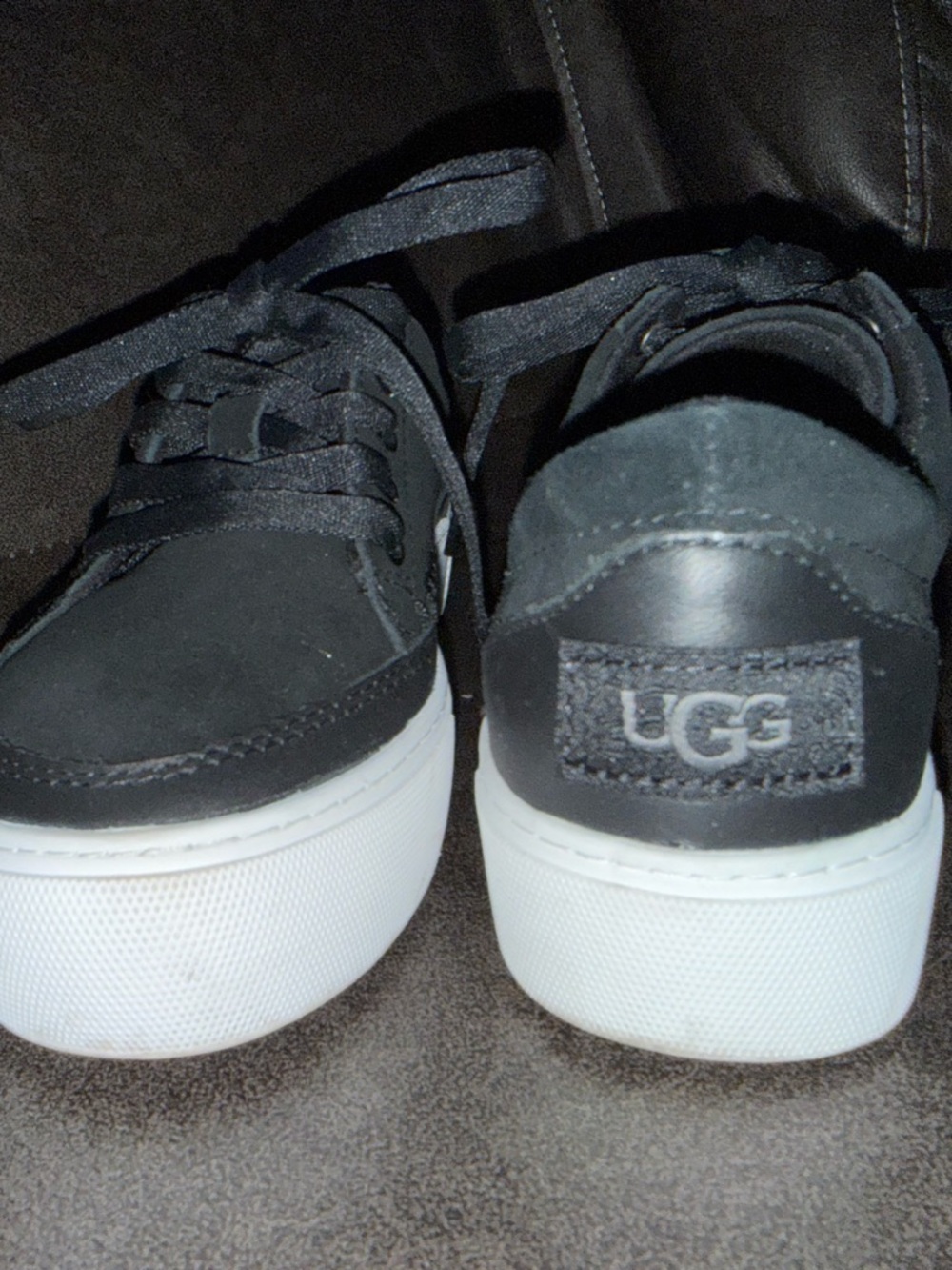 UGG Black Suede and White Platform Lace-Up Sneakers